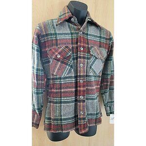 VINTAGE BAMBERGER'S MEN'S PLAID WOOL BUTTON DOWN SHIRT SIZE S # 360